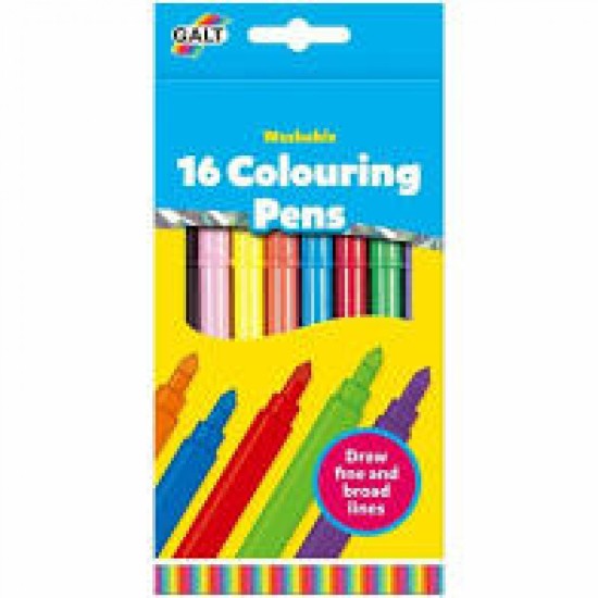16 Colouring Pens - Washable