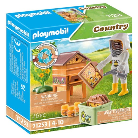 Playmobil 71253 Country Beekeeper Figure with Hive Playset 26pcs